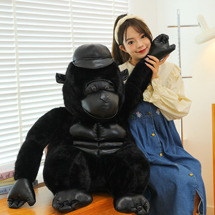 戴帽子黑猩猩公仔毛绒玩具抱睡玩偶床上大号娃娃男女孩抱枕生日礼