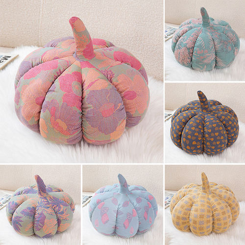 ins花布南瓜抱枕创意可爱毛绒靠枕客厅沙发靠垫万圣节礼物