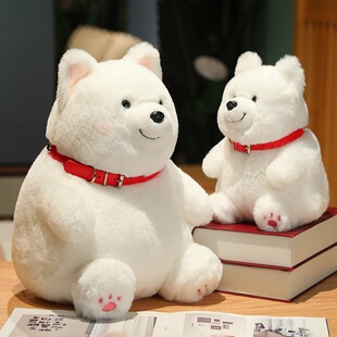 网红创意卡通萨摩天使小狗耶耶犬大白狗毛绒玩具公仔狗生日礼物