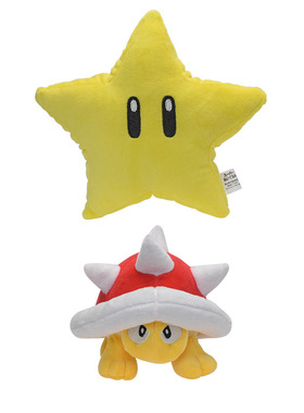 星星黄色 刺龟红色 马里奥毛绒 毛绒公仔娃娃 玩具玩偶  玛丽奥