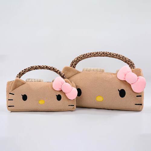 网红创意可爱黑皮豹纹kitty收音机抱枕毛绒玩具公仔摆件礼物