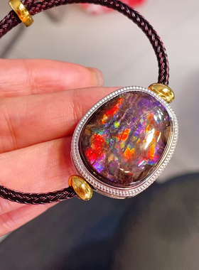 天然加拿大斑彩石手链吊坠两用款