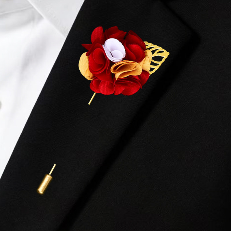新郎结婚胸花胸针链条流苏镂空叶子男士西服西装大衣轻奢时尚胸针