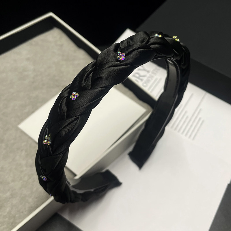 发箍女秋冬高级感麻花辫黑色外出黑色韩式带钻发卡法式高颅顶头箍