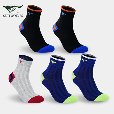 七匹狼男士纯棉吸汗中筒袜子冬天
