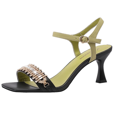 福袋露趾粗跟凉鞋凉拖