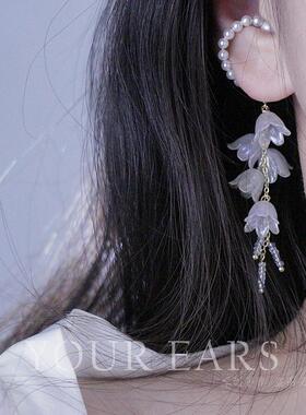 YOUR EARS原创手作耳骨夹无耳洞耳挂亚克力花朵耳饰夸张大花气质