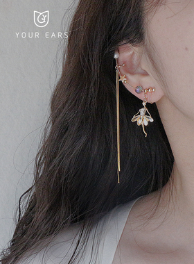 YOUR EARS原创设计手作女孩流苏长款法式一体式耳骨夹耳夹蚊香盘