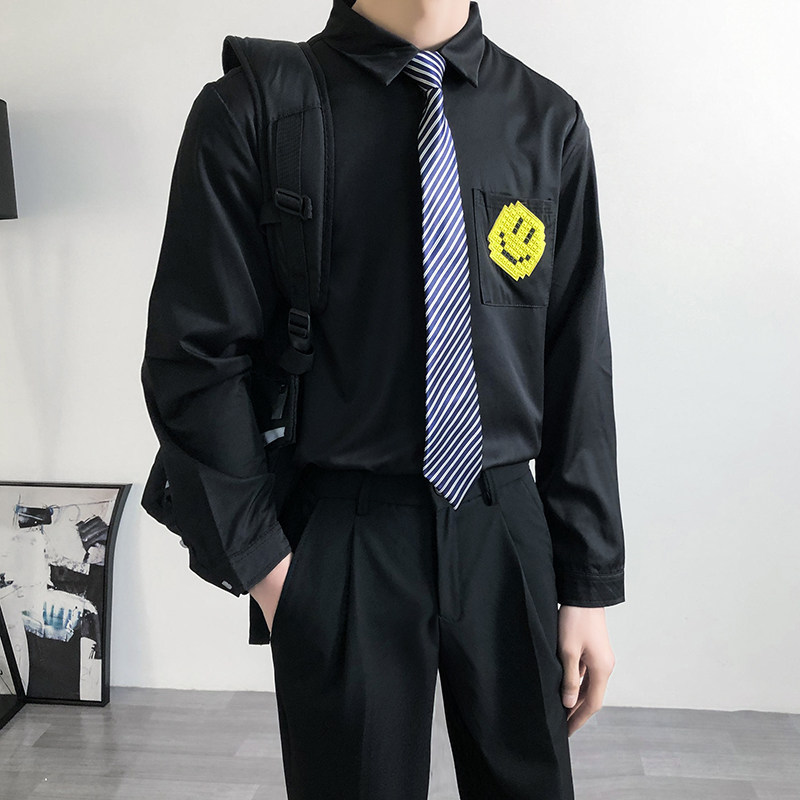 714B/TD06P35学院文艺风衬衫小清新笑脸衬衣学生团体服S-5XL,男装衬衫,星座714B(原C313-1)