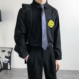 714B/TD06P35学院文艺风衬衫小清新笑脸衬衣学生团体服S-5XL，男装衬衫，星座714B(原C313-1)