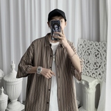 714B/D644P45控68港风2025夏季青少年条纹衬衫宽松中性衬衣休闲，男装衬衫，星座714B(原C313-1)