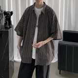 714B/D644P45控68港风2025夏季青少年条纹衬衫宽松中性衬衣休闲，男装衬衫，星座714B(原C313-1)