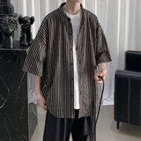714B/D644P45控68港风2025夏季青少年条纹衬衫宽松中性衬衣休闲，男装衬衫，星座714B(原C313-1)