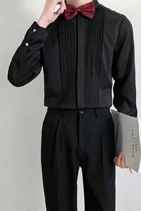 714B/9207P45学院文艺风2025春男士斯文礼服衬衫酒吧工作S-5XL图片