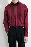 714B/9207P45学院文艺风2025春男士斯文礼服衬衫衬衣酒红S-5XL，男装衬衫，星座714B(原C313-1)