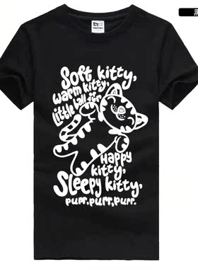 DESTRO潮男短袖生活大爆炸新款男T恤青少年学生猫咪潮流纯棉夏季