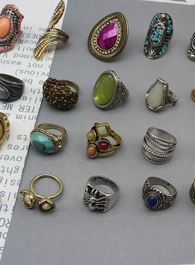 女混合欧美复古旧旧古风戒指指环