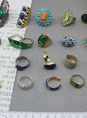 欧美个性绿色蓝色系戒指