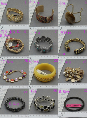 欧美复古金属石头手镯手链