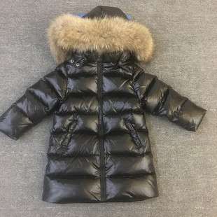 男童羽绒服2025新款女童宝宝中大童长款加厚貉子真毛领羽绒衣外套
