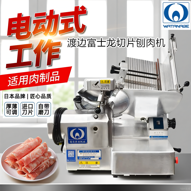 火锅店鲜肉冰冻牛羊肉卷商用60型全自动50型富士龙351切片刨肉机