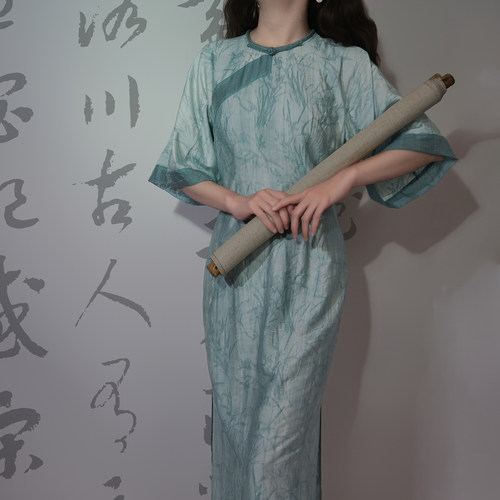 兰奕屋语提花旗袍收腰显瘦新中式