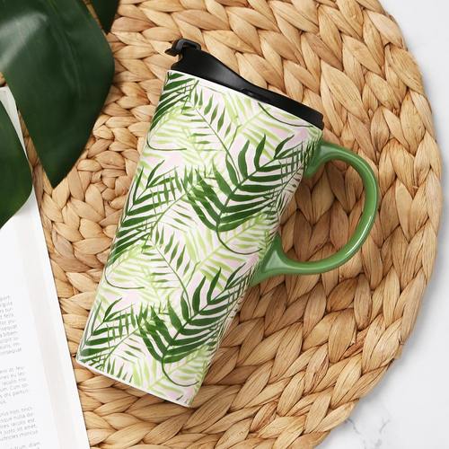 爱屋格林复古陶瓷马克杯带盖大容量早餐水杯情侣杯子新年咖啡杯