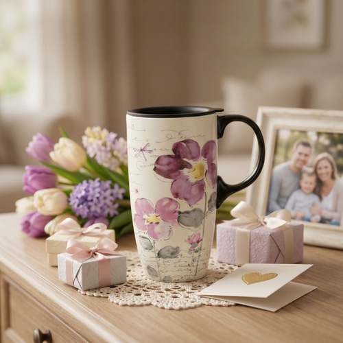 爱屋格林陶瓷大容量带盖马克杯