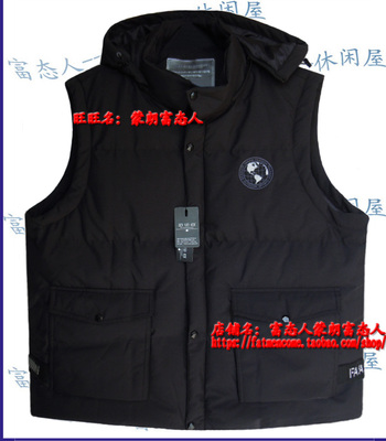 秋冬带帽黑色暗纹棉马夹