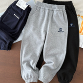 束脚裤 中大童宽松运动裤 子 男童针织卫裤 儿童100纯棉毛圈休闲长裤