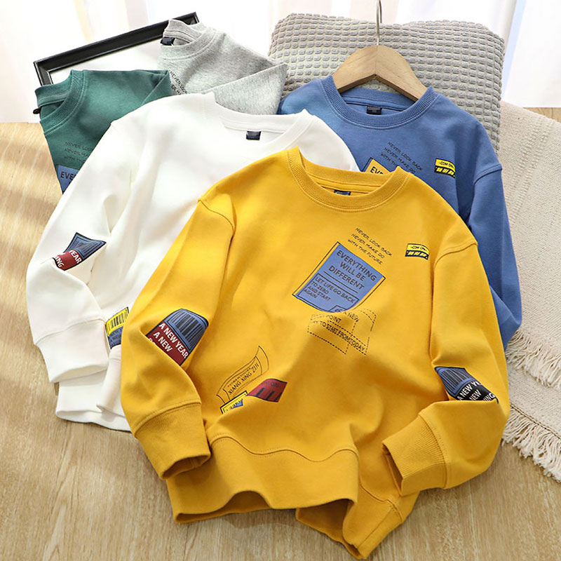 超值特惠 时尚帅气宽松男童圆领卫衣中大童休闲套头衫字母打底衫