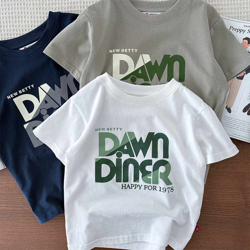 棉100%~男童圆领短袖T恤中大童时尚纯棉印花上衣男孩宽松打底衫,童装/婴儿装/亲子装,T恤,淘宝优惠券,粉丝福利购,淘宝优惠卷