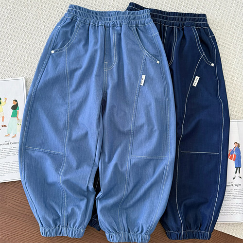 男童春夏薄款长裤冰丝软牛仔裤