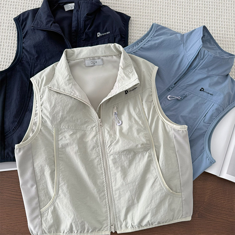 男童轻量户外运动马甲~中大童休闲立领拉链马夹外套春秋夏季背心