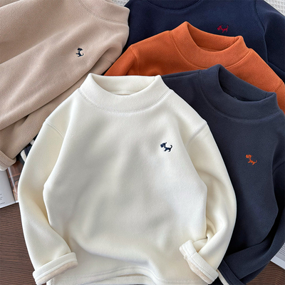 男童加厚半高领打底衫双面绒保暖