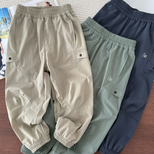 薄裤 薄软速干 儿童弹力防蚊裤 中大童束脚长裤 子 男童四面弹休闲裤