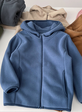 出口品质 日系亲子~男女童摇粒绒连帽外套儿童保暖加厚校服抓绒衣