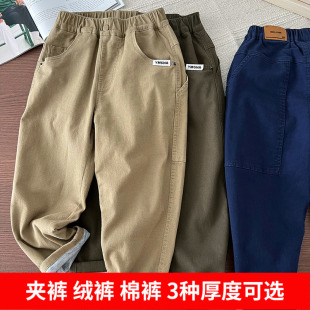 中大童直筒加绒长裤 面料厚实保暖 男童双层休闲夹裤 棉裤 子 秋冬季