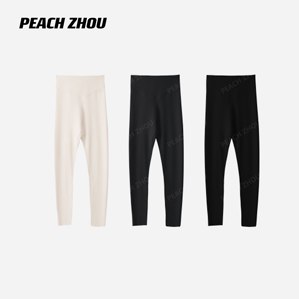 PEACHZHOU 绵羊毛桑蚕丝锁温弹力收腹打底裤高腰女秋季鲨鱼裤修身