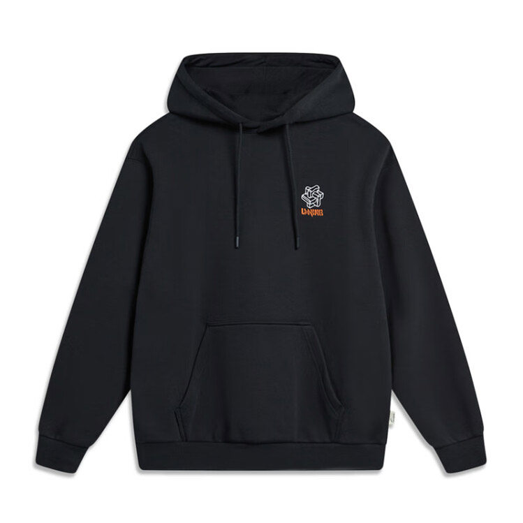 李宁正品2023冬男运动休闲连帽上装卫衣套头衫黑色AWDT897-3/2/1