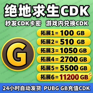PUBGG币 绝地求生G币CDK兑换码吃鸡g币充值点卷gb金币货币皮肤CDK