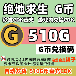 PUBGG币绝地求生510G币充值码CDK兑换码吃鸡游戏商城点卷充值激活