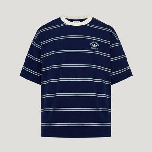 adidas三叶草 男子经典条纹运动休闲圆领短袖T恤KW8248 KW8247