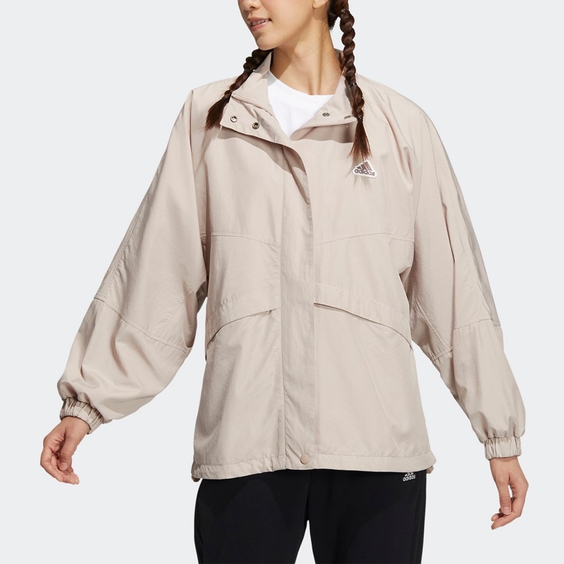 阿迪达斯女立领防风运动休闲外套