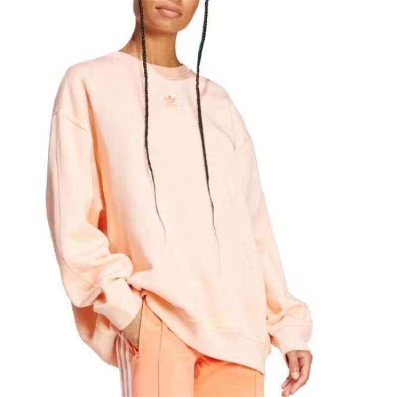 adidas三叶草女装 简约舒适宽松休闲加绒圆领套头卫衣JD1534