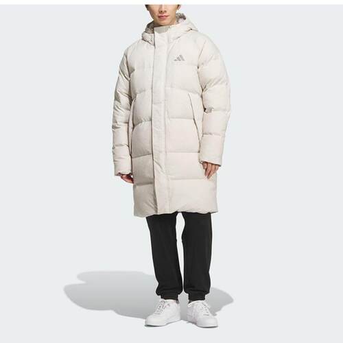 阿迪男女同款长款连帽羽绒服