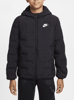 NIKE耐克大童装 时尚舒适百搭保暖休闲连帽羽绒服HQ7186-010