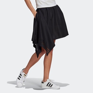 夏季 Adidas 阿迪达斯三叶草 SKIRT 不对称女子运动休闲短裙GN3192