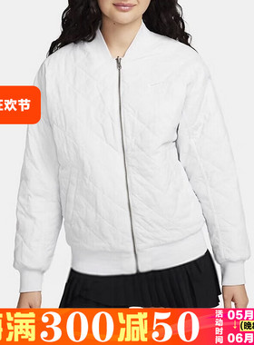 NIKE耐克女棒球棉衣大勾子保暖防风运动两面穿白色棉服DV7877-025