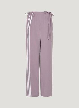 adidas三叶草女裤 经典条纹宽松休闲百搭直筒运动长裤KY5689